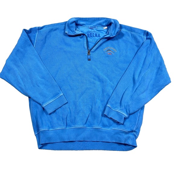 Tommy Bahama Sweater Men Large Light Blue Pullover Quarter Zip Sweatshirt Relax - Picture 2 of 11